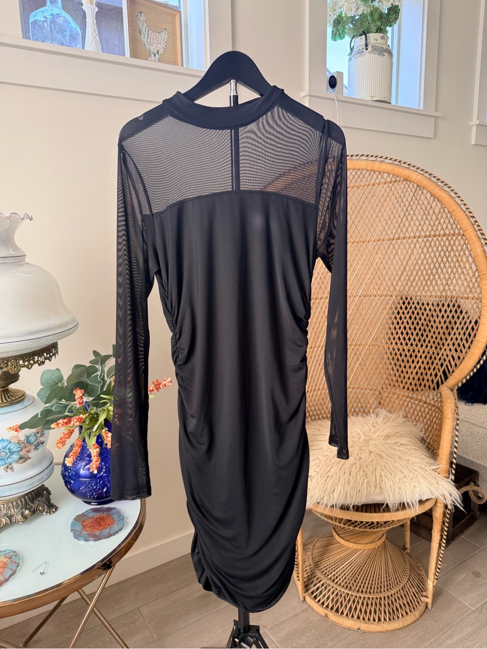 Mesh Sheer Ruched Bodycon Dress - Picture 2 of 4